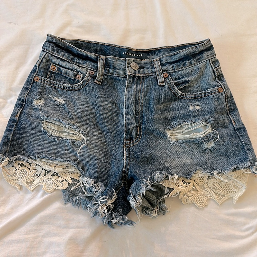 jean shorts with lace